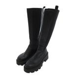 ザラ ZARA ロングブーツ サイドゴア トラックソール 37 ブラック /UO