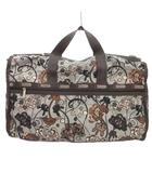 レスポートサック LesportSAC ボストンバック ショルダー 鳥 花 総柄 ブルー グレー系 /UO