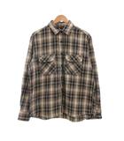 バックナンバー BACK NUMBER ヘビーネル長袖チェックシャツ 厚手 L ベージュ 黒 ブラック /MG