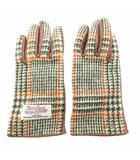 ハリスツイード Harris Tweed 手袋 グローブ レザー ウール ツイード チェック柄 ブラウン /MG