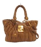 ミュウミュウ miumiu マテラッセ 2WAY ハンドバッグ ショルダー ロゴ ゴールド金具 茶 ブラウン RN0473 /FF