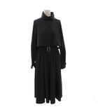 21AW トレンチコート スタンドカラー ベルト ロング 36 紺 ネイビー /FF