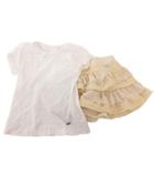メゾピアノ mezzo piano 2点セット Tシャツ 半袖 スカート レース ホワイト ベージュ 90 110 /FF