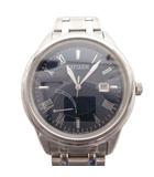 シチズン CITIZEN 海外モデル 腕時計 ウォッチ デイト エコ・ドライブ ソーラー 電波 3針 アナログ 文字盤ネイビー シルバーカラー AW7001-98L /FF