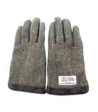 ハリスツイード Harris Tweed 美品 手袋 ヘリボーン レザー 茶色 ブラウン /MG