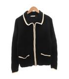 ザラ ZARA コントラスト ジップアップ カーディガン ニット バイカラー M 黒 ブラック ベージュ /FF