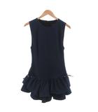 ザラ ZARA 25AW フリル付き チェック柄 ショート ワンピース チュニック ノースリーブ M 青 ブルー /FF