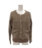 ナチュラルビューティーベーシック NATURAL BEAUTY BASIC 25AW ふわ&リブ アンサンブルニット シャギー カーディガン リブニット 金ボタン FR 茶 ブラウン /FF