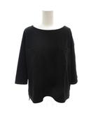 イッカ ikka LOUNGE Tシャツ カットソー 5分袖 ボートネック 胸ポケット M 黒 ブラック /FF