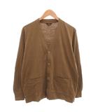 コットンリネンカーディガン カットソー Vネック 長袖 M 茶 ブラウン /FF