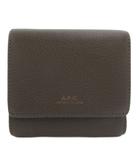 アーペーセー A.P.C. Compact lols GRIS 三つ折り財布 コンパクトウォレット ロゴ レザー グレー /GV