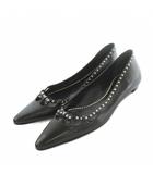 プラダ PRADA フラットシューズ ポインテッドトゥ スタッズ 37 24.0cm 黒 ブラック /MI