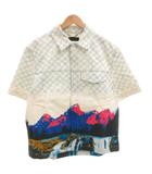 ルイヴィトン LOUIS VUITTON 22AW ランドスケープショートスリーブデニムシャツ ジャケット ロゴ柄 LVロゴ 半袖 L 白 ホワイト /FF ☆AA★