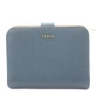 フルラ FURLA 二つ折り 財布 ウォレット レザー 小銭入れあり 青 ブルー /KU