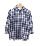 メンズメルローズ MEN'S MELROSE シャツ 長袖 チェック柄 5 青 ブルー 白 ホワイト /JS