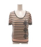 バーバリー ロンドン BURBERRY LONDON ニット セーター ボーダー 半袖 ウール バイカラー 2 グレー ピンク /FF