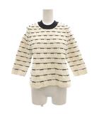 3.1 フィリップリム 3.1 phillip lim ニット セーター 五分袖 編み込み風 ラグランスリーブ XS 白 ホワイト 紺 ネイビー /GV