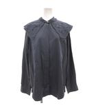 6 ROKU BEAUTY&YOUTH B&Y ロク ビューティーアンドユース エンブロイダリーカラーブラウス EMBROIDERY COLLAR BLOUSE バンドカラーシャツ 長袖 リーフ柄刺繍 襟付き 比翼仕立て 青 ブルー系 8611-105-0175 /GV