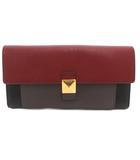 フルラ FURLA ディーバ DIVA 長財布 ウォレット 2つ折り フラップ レザー シボ革 ゴールド金具 赤 レッド 黒 ブラック グレー /GV