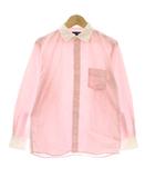 カジュアルシャツ 長袖 チェック柄 ロゴ 刺繍 女の子 150cm ピンク 白 ホワイト 3344-7862 /KU