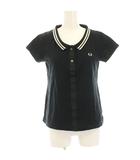 ポロシャツ カットソー S 黒 ブラック ライン入り襟 半袖 /HN