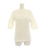 イエナ IENA ニット カットソー 白 ホワイト 透かし編み ラウンドネック 五分袖 /HN