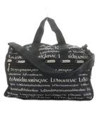 レスポートサック LesportSAC ボストンバッグ ハンドバッグ ショルダーバッグ 総柄 ロゴ ナイロン 黒 ブラック 白 ホワイト /AN2