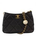 シャネル CHANEL スモールホーボー パールチェーンバッグ ショルダーバッグ ココマーク 黒 /KH ■OH