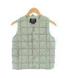 ダウンベスト Vネック ワンカラー ショート丈 ナイロン 150cm 水色 ライトブルー /BB