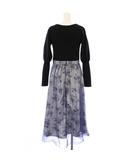 ジルバイジルスチュアート JILL by JILLSTUART ニット切替ワンピース 長袖 ロング S 黒 青 /KH