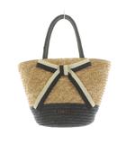 トッカ TOCCA かごバッグ トートバッグ リボン ベージュ 黒 ブラック /KU