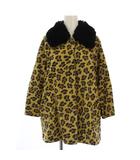 チンクアンタ Cinquanta ステンカラーコート ミドル丈 七分袖 ヒョウ柄 レオパード ムートン レザー 38 ベージュ 黒 /BM