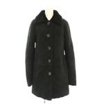 コムサデモード COMME CA DU MODE ステンカラーコート 9 黒 ブラック 無地 ファー襟 /HN