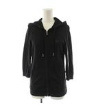 バーバリーブルーレーベル BURBERRY BLUE LABEL パーカー ジップアップ ロゴ 刺繍 7分袖 38 黒 ブラック FB520-257-09 /AN42