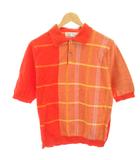 ジョンスメドレー JOHN SMEDLEY ニットポロシャツ カットソー S オレンジ チェック 半袖 切替デザイン 1416291 /HN