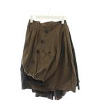 ルイヴィトン LOUIS VUITTON フレアスカート ひざ丈 変形 シルク 絹 38 黒 ブラック 茶 ブラウン 072A WLSK15SHI /AN48
