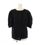 ヴィンテージ シャツ ブラウス 半袖 S 黒 /TK