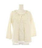 クレージュ courreges アンサンブル カーディガン 七分袖 ニット セーター 半袖 ビジュー 38 白 /TK