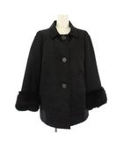 クレージュ courreges ステンカラーコート ジャケット ミモレ丈 ラビットファー ライナー付き 38 黒 E4JAA-10990 /TK