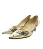 ジミーチュウ JIMMY CHOO パンプス ヒール ポインテッドトゥ パイソン柄 36.5 ベージュ ゴールド色 /AN12 ●D