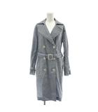 スプリングコート 麻 リネン 38 青 ブルー 長袖 ダブルブレスト テーラードカラー /AU