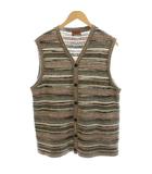 ミッソーニ MISSONI ベスト ウール 茶 ブラウン Vネック ボーダー柄 ノースリーブ /AP