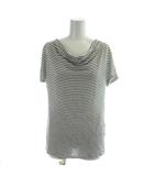 マックスマーラ MAX MARA カットソー 麻 リネン M 白 ホワイト 黒 ブラック ボーダー柄 半袖 カウルネック 194121520700 /AP