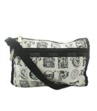 レスポートサック LesportSAC ショルダーバッグ 総柄 ロゴ プリント 黒 ブラック 白 ホワイト /KU