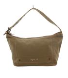 アニエスベー agnes b. ハンドバッグ カーキ ピンクステッチ ロゴ刺繍 /NL ■GY06