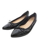 ビームス BEAMS SEPTEMBER MOON 美品 バレエシューズ 24 黒 ブラック エナメル ポインテッドトゥ リボン /NL ■GY06