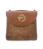 ニナリッチ NINA RICCI セカンドバッグ ミニ ハンドバッグ 茶 ブラウン 総柄 フラップ エンブレム金具 /TZ ■GY12