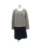 イエナ IENA ワンピース ウール グレー 紺 ネイビー ラメ ラウンドネック 長袖 切り替えデザイン /SX ■GY06