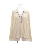 ニューヨーカー NEWYORKER 長袖ポロシャツ 15 ホワイト系 シャツカラー チェック柄前立て /ML ■GY06