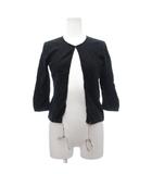 バーバリーブルーレーベル BURBERRY BLUE LABEL カーディガン M 黒 ブラック 無地 ノーカラー 七分袖 /SX ■GY06